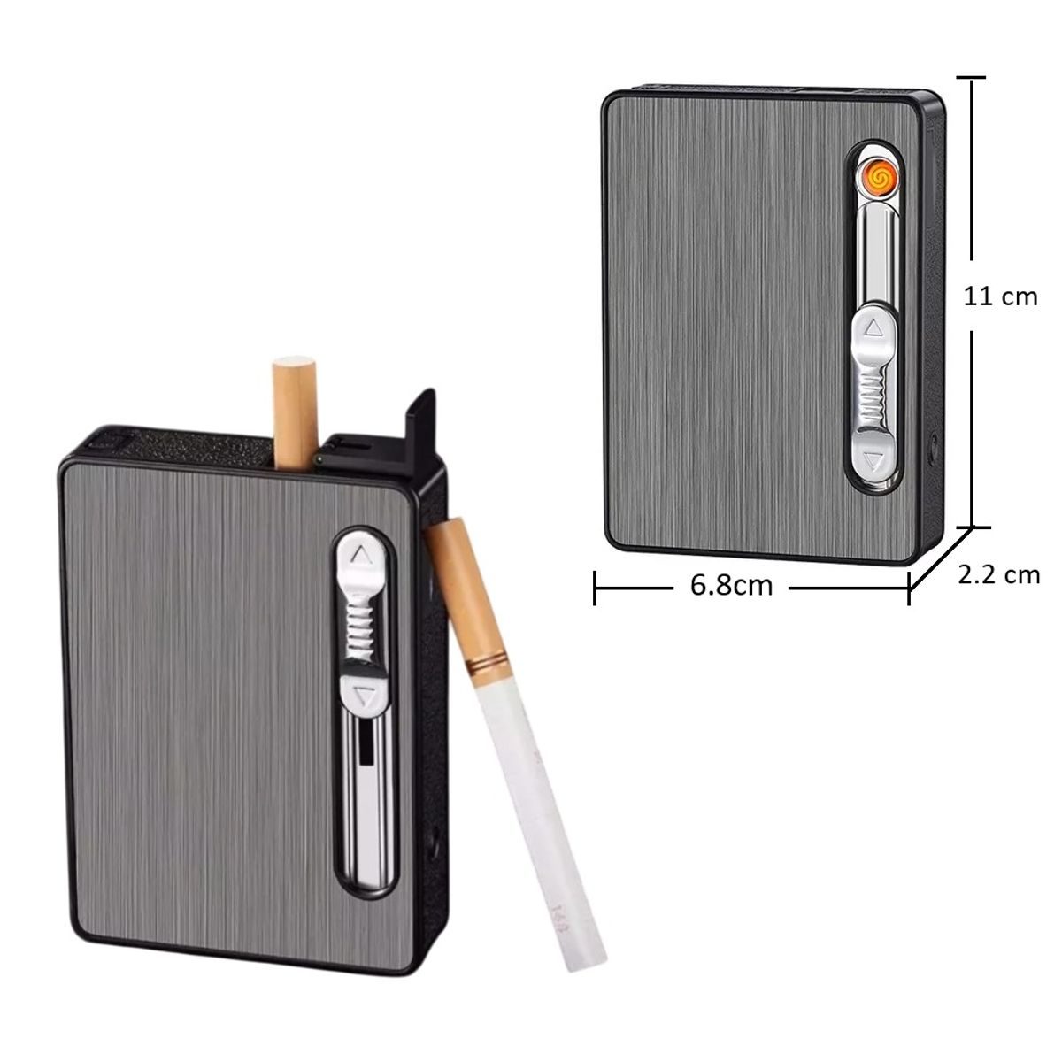 GENERICO - Cigarrera Recargable Con Encendido Eléctrico y Linterna