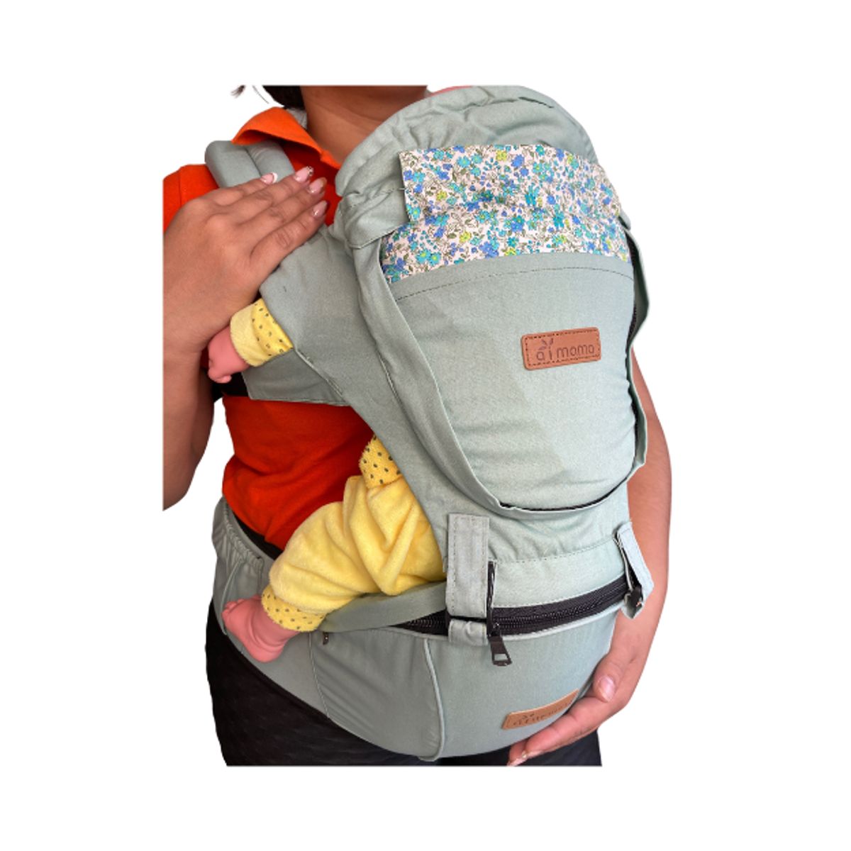 AIMAMA - Portabebe Verde Con Asiento Para Bebé