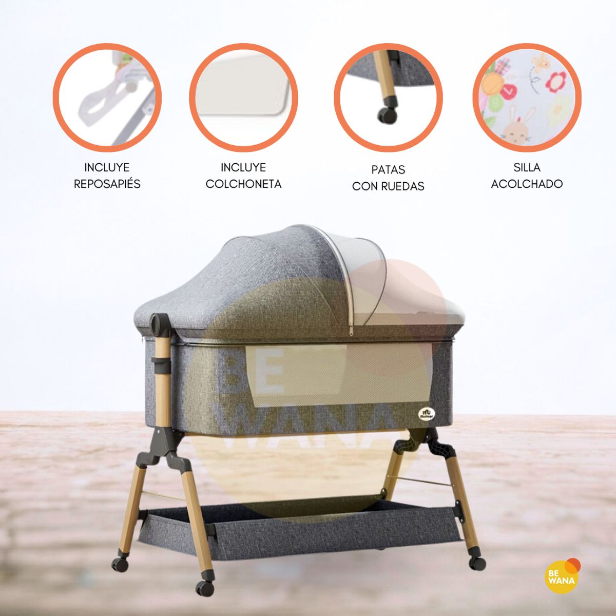 INFANTI - Cuna Colecho para Bebé «COZY» Gray