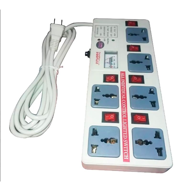 GENERICO - Supresor de Picos Multiuso 6 Salidas Independientes con VOLTIMETRO