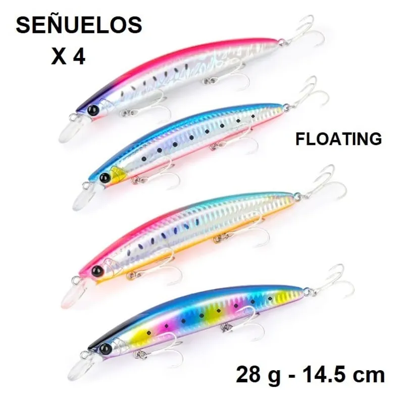 GENERICO - PACK DE 4 SEÑUELOS FLOATING DE 28G Y 14.5CM