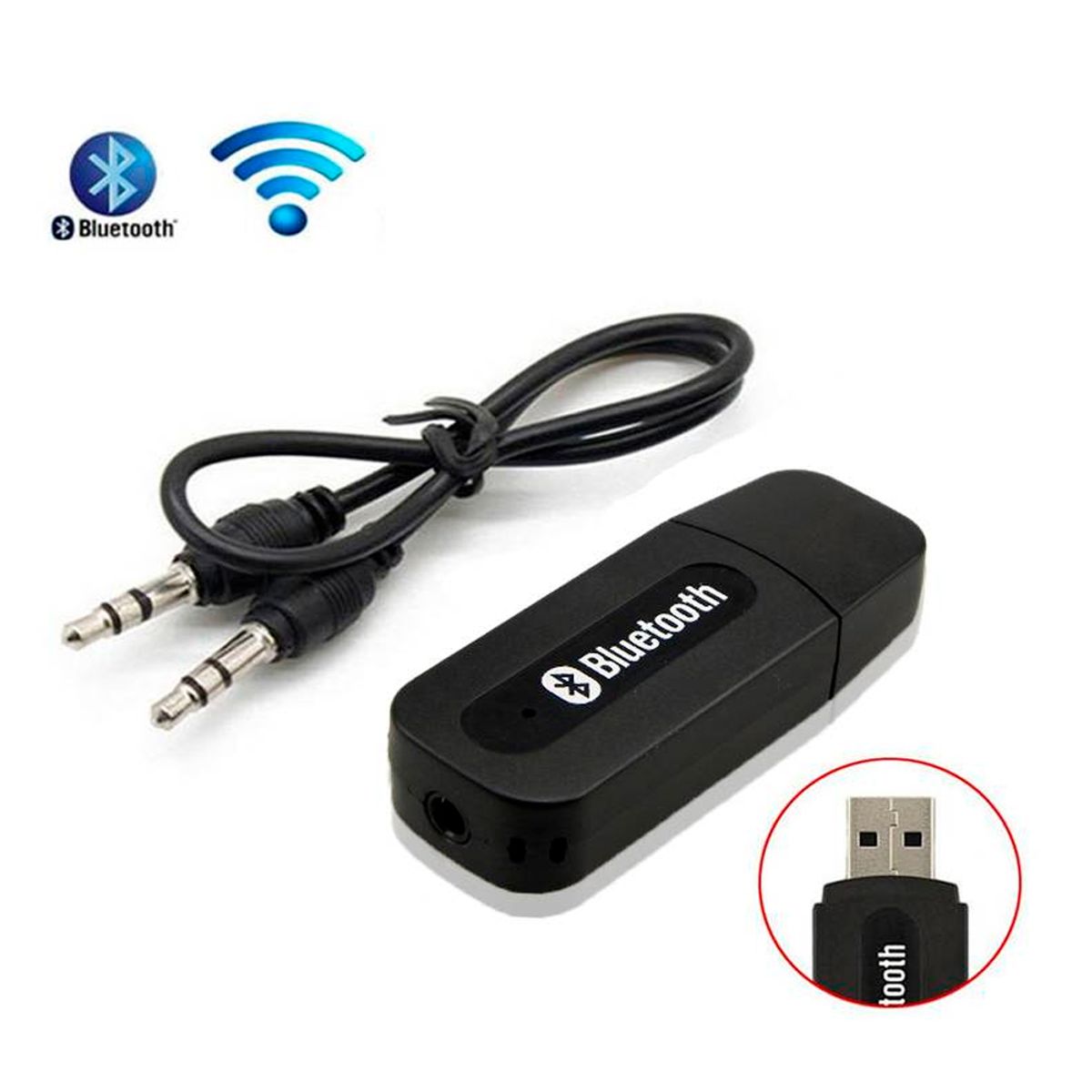 SEISA - Receptor Bluetooth Auxiliar Usb Negro - Para Todo Equipo