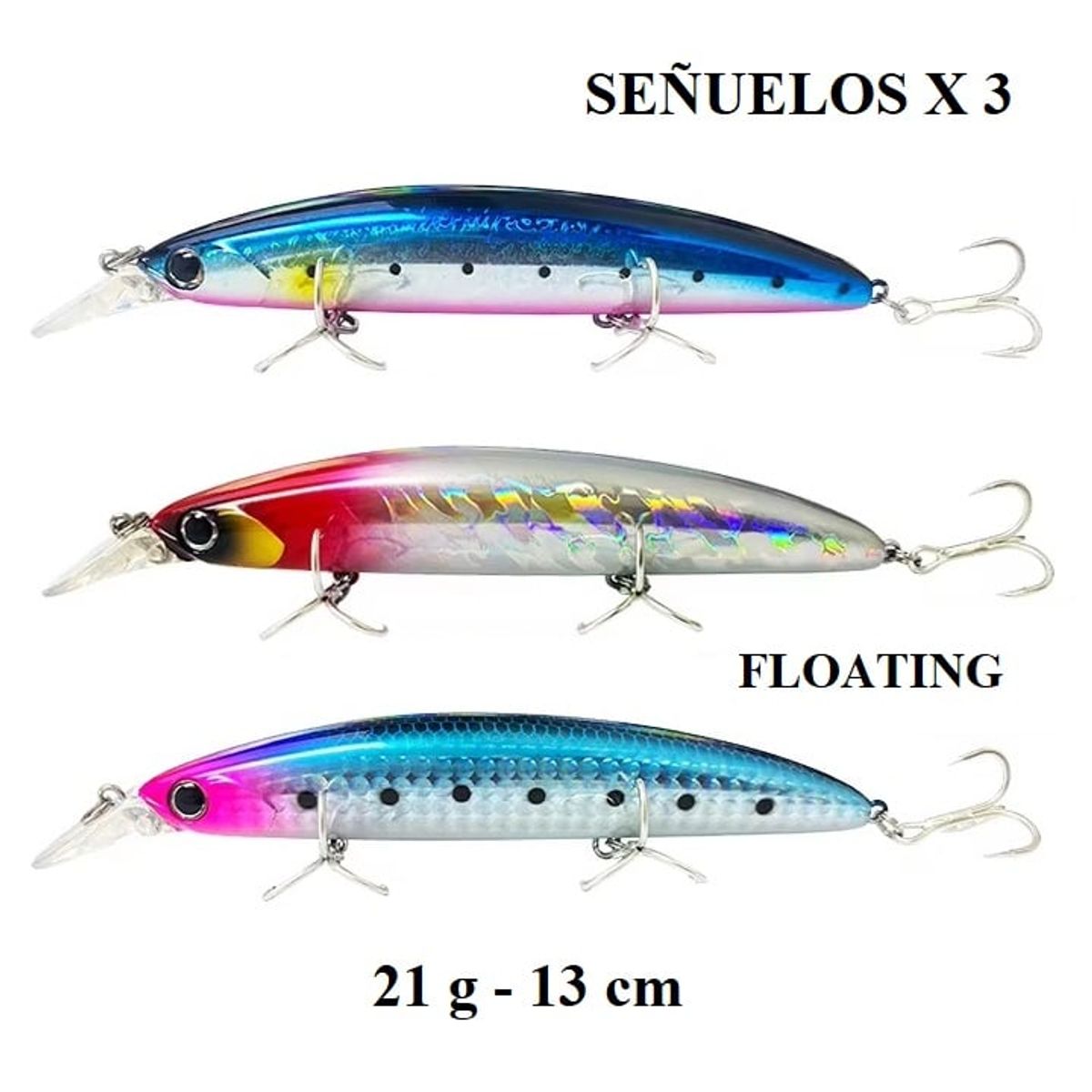 GENERICO - PACK DE 3 SEÑUELOS FLOATING DE 21G Y 13CM