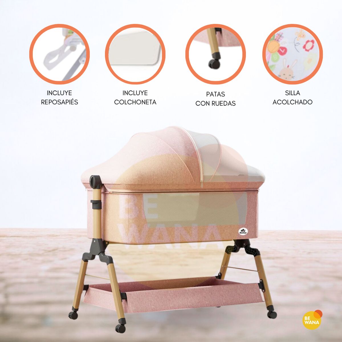 INFANTI - Cuna Colecho para Bebé «COZY» Pink