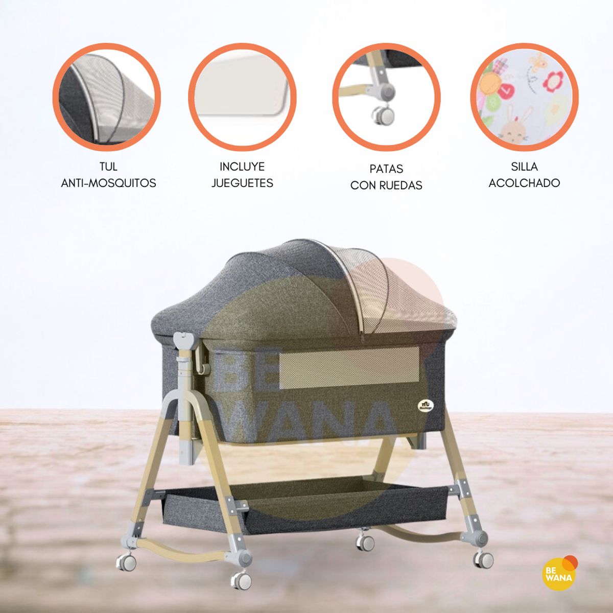 CUZKA - Cuna Colecho para Bebé «NEST» Gray