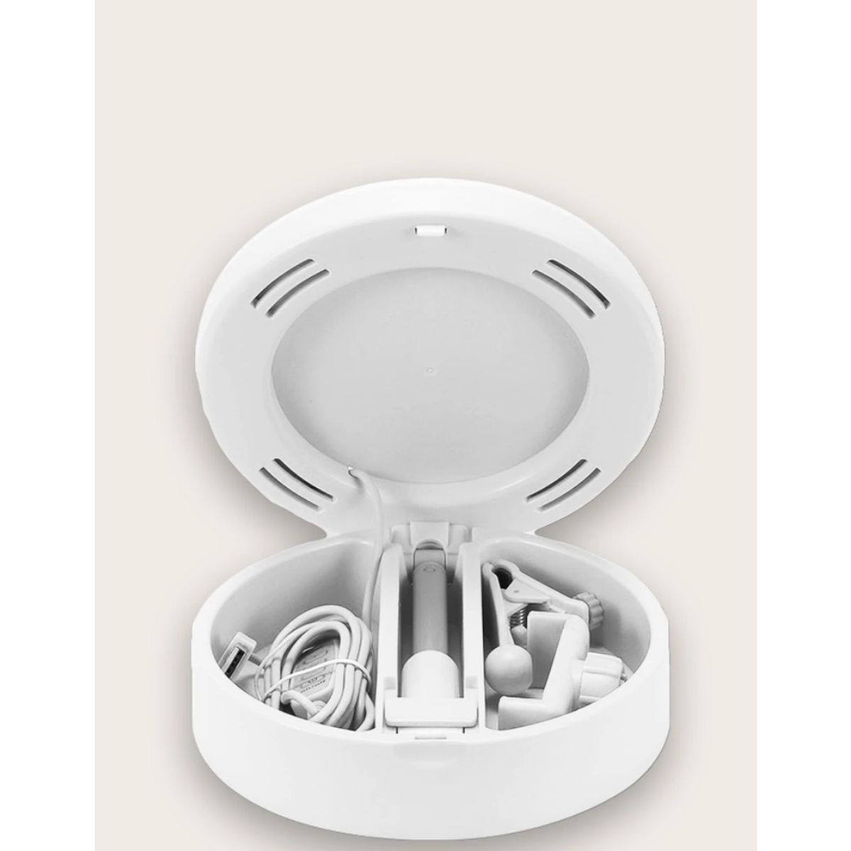 SEISA - Aro Luz Led 11 cm + Soporte Celular +Espejo Streaming Tik Tok - Blanco