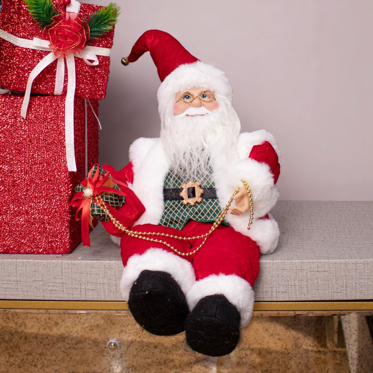 PANADECOR - Figura Decorativa Panadecor Papa Noel Musical Sentado Rojo 35Cm Pvc