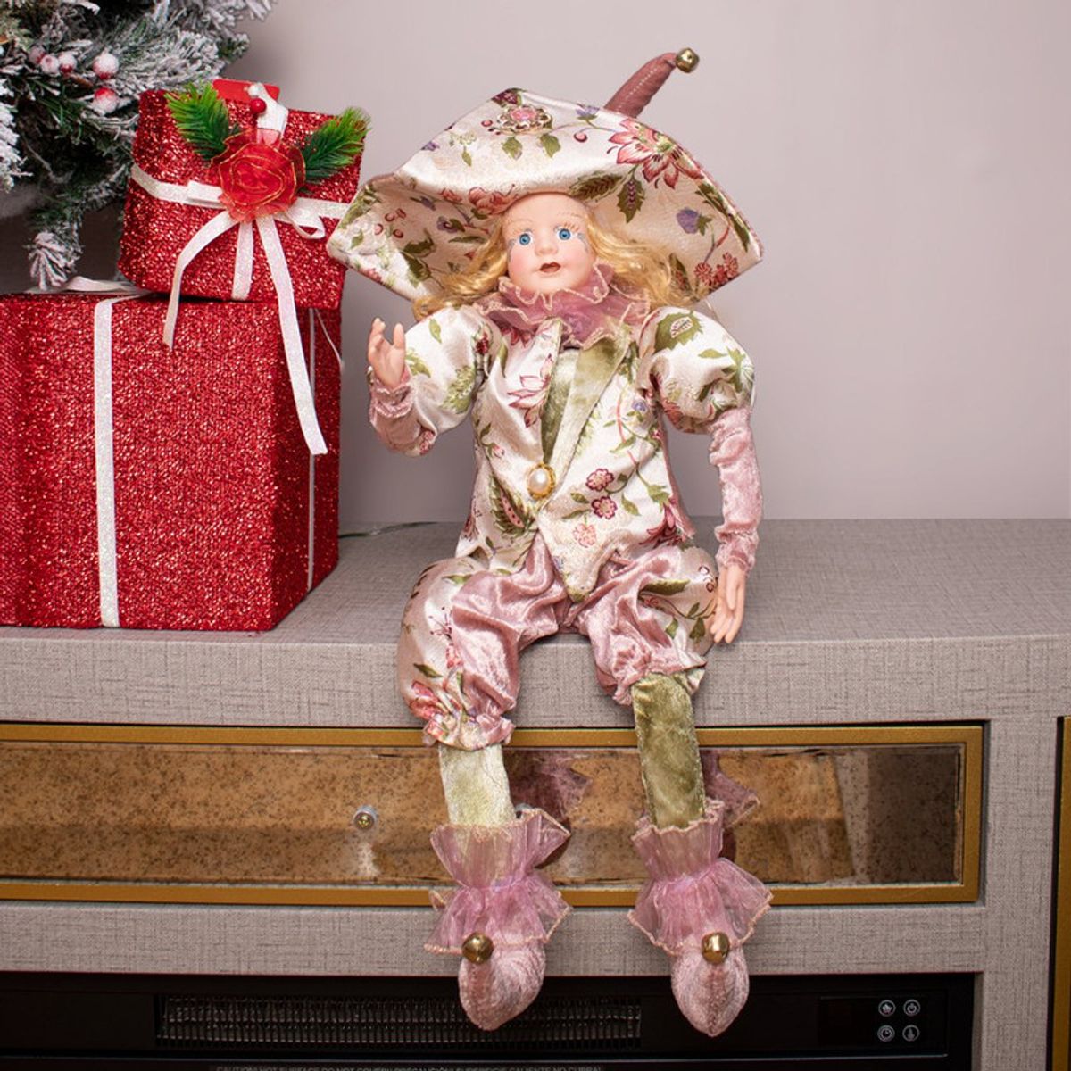 PANADECOR - Arlequín Verde Y Rosado Musical 70Cm Panadecor Muñecos Decorativos Pvc