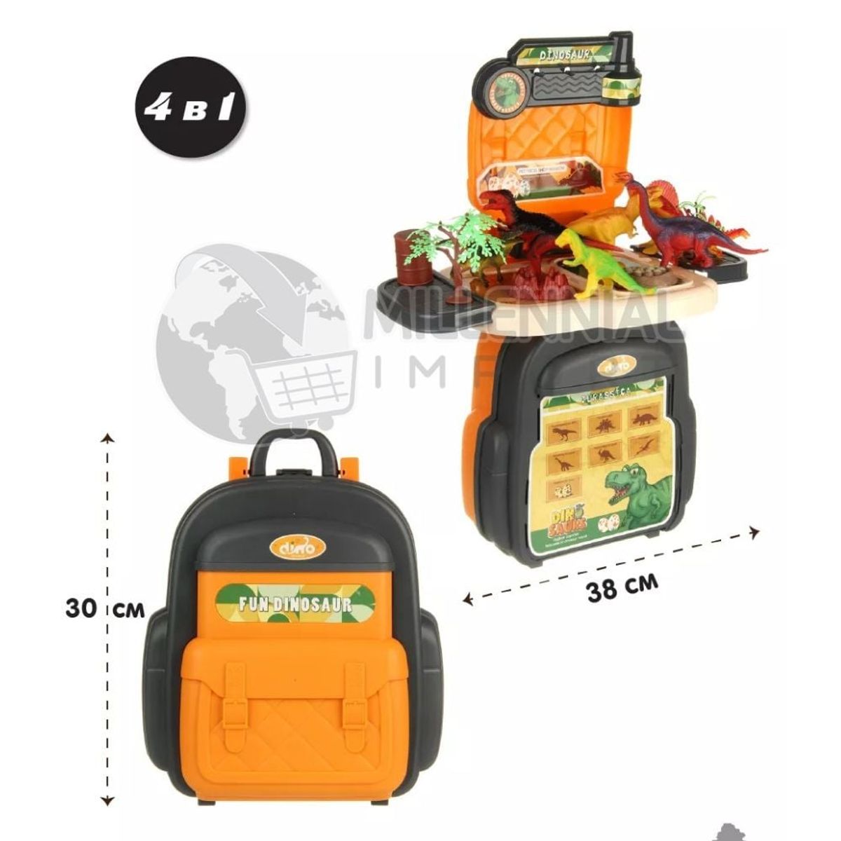 GENERICO - Mochila Maletín 4 en 1 Set de Dinosaurios para Niños