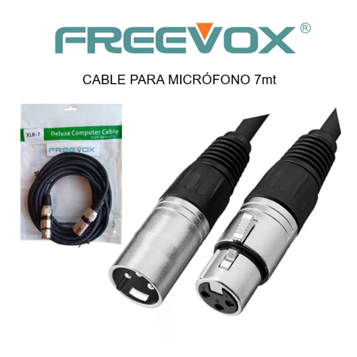 FREEVOX - CABLE FREEVOX PARA MICROFONO 7M  XLR Macho a XLR Hembra