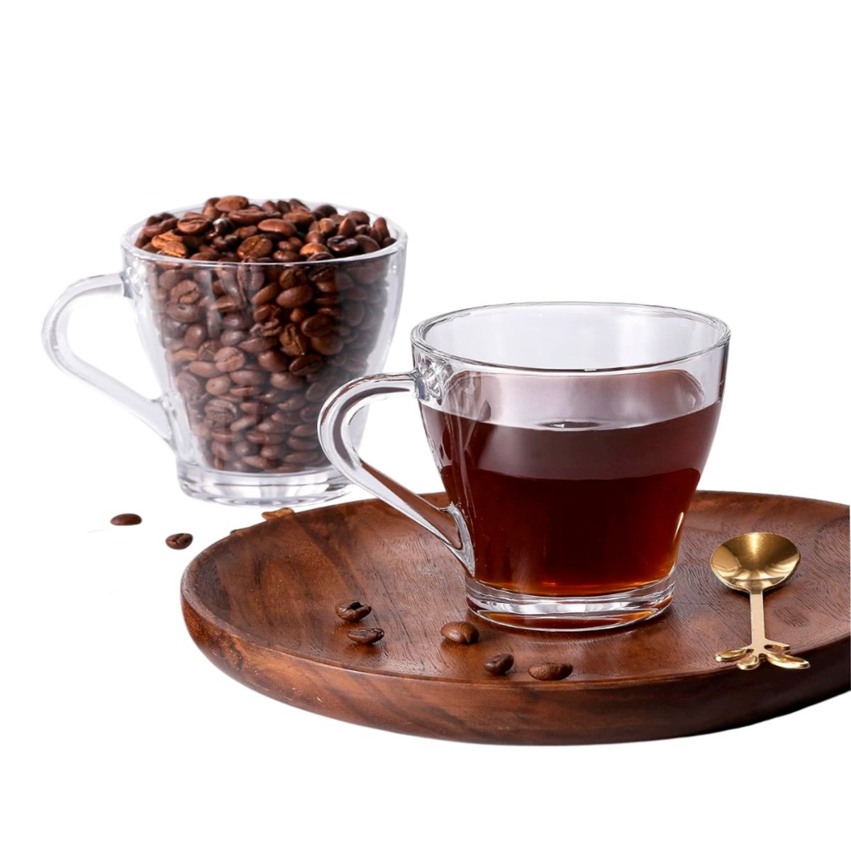 INSPIRA - Juego de 6 Tazas de Vidrio Estilo Curvo 230 ml