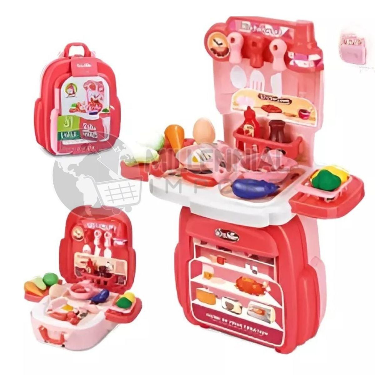 GENERICO - Set de Cocina Mochila Maletín 4 en 1 Juguete para Niñas