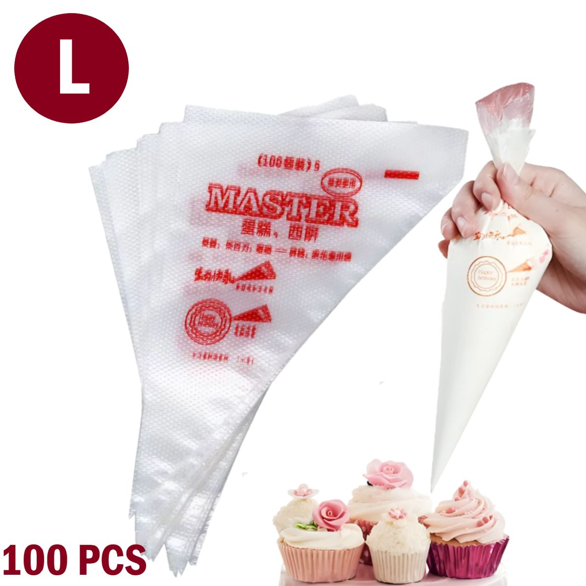 GENERICO - Bolsas de repostería desechables de 100 unidades L