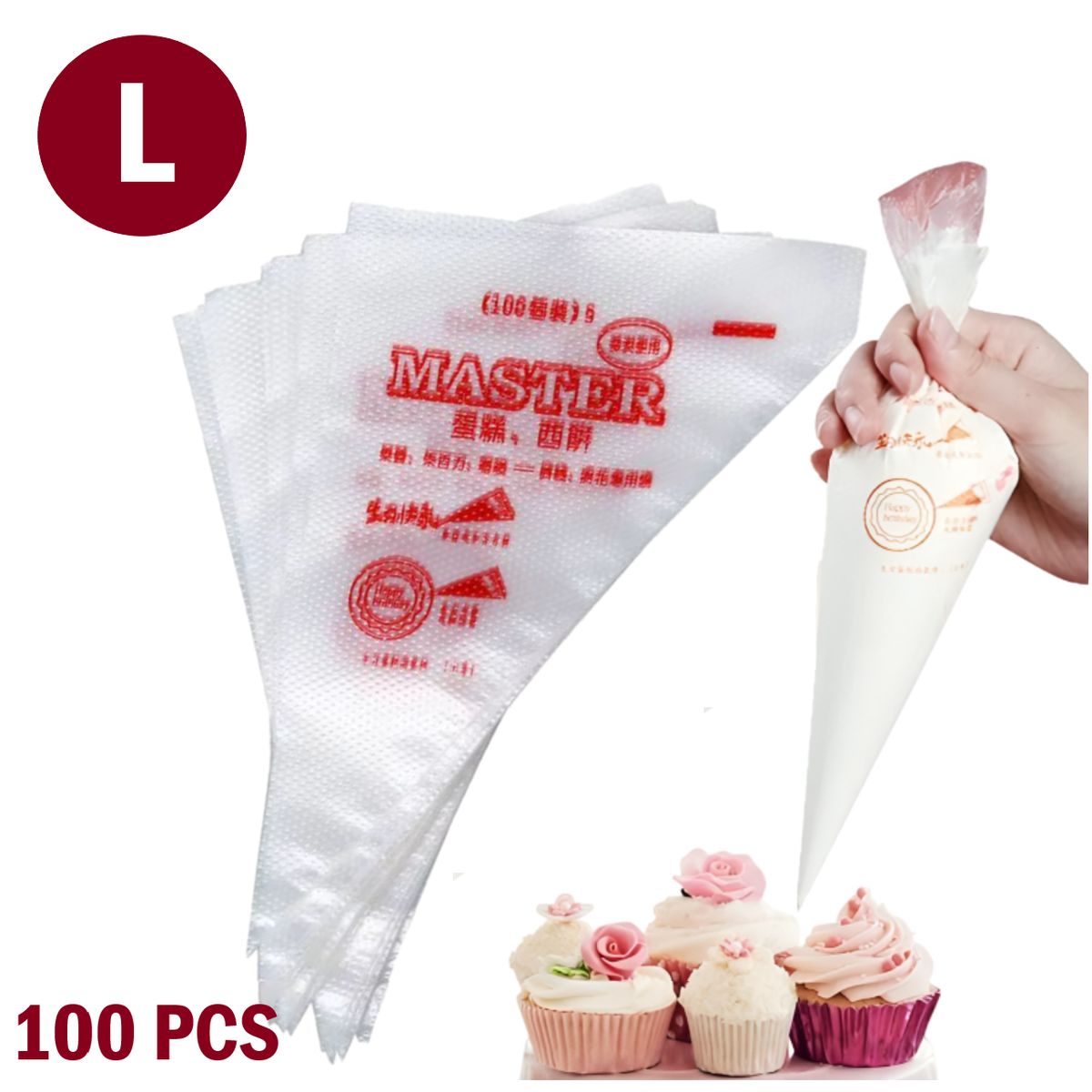 GENERICO - Bolsas de repostería desechables de 100 unidades L