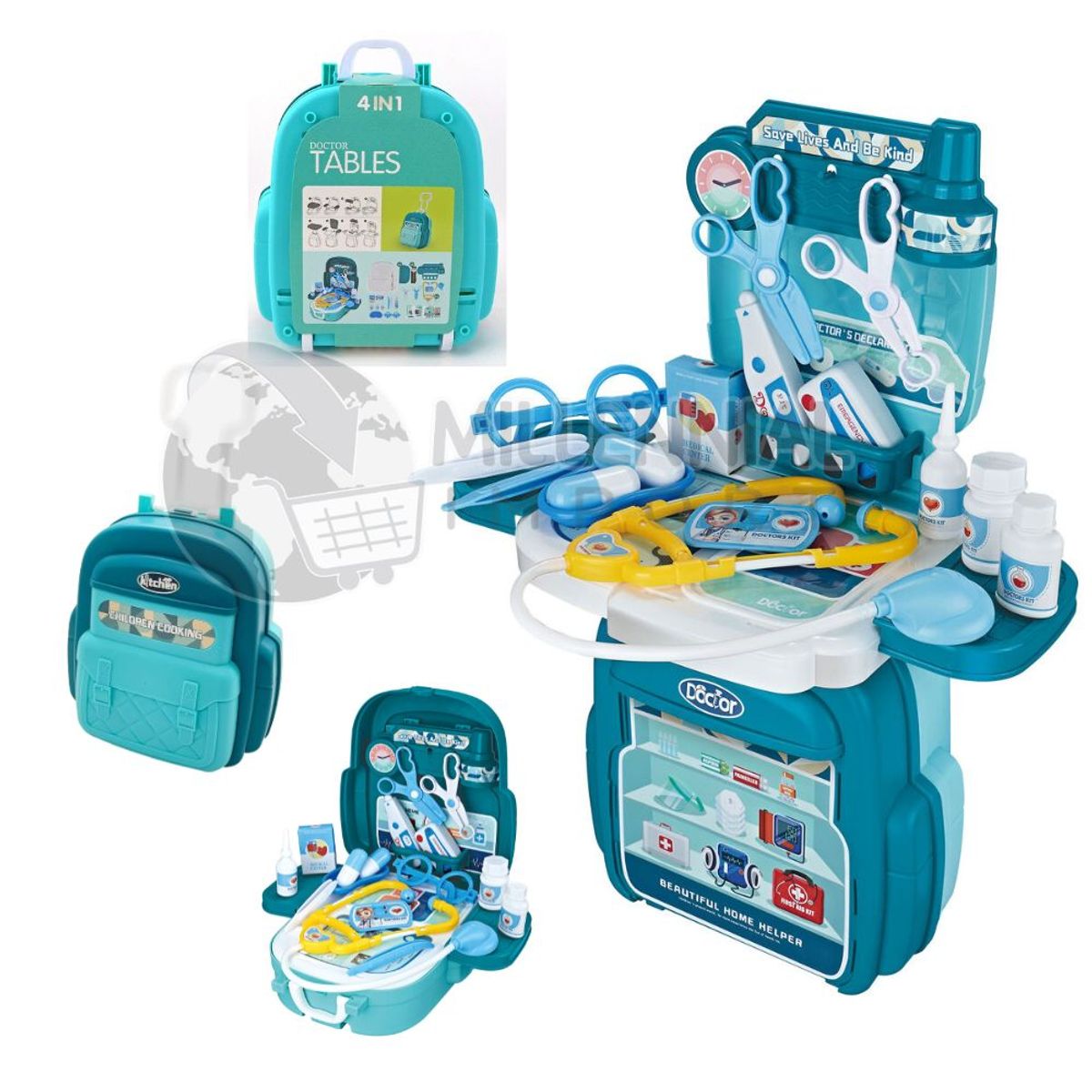 GENERICO - Set de Doctor 4 en 1 Mochila Juguete Didáctico para Niños