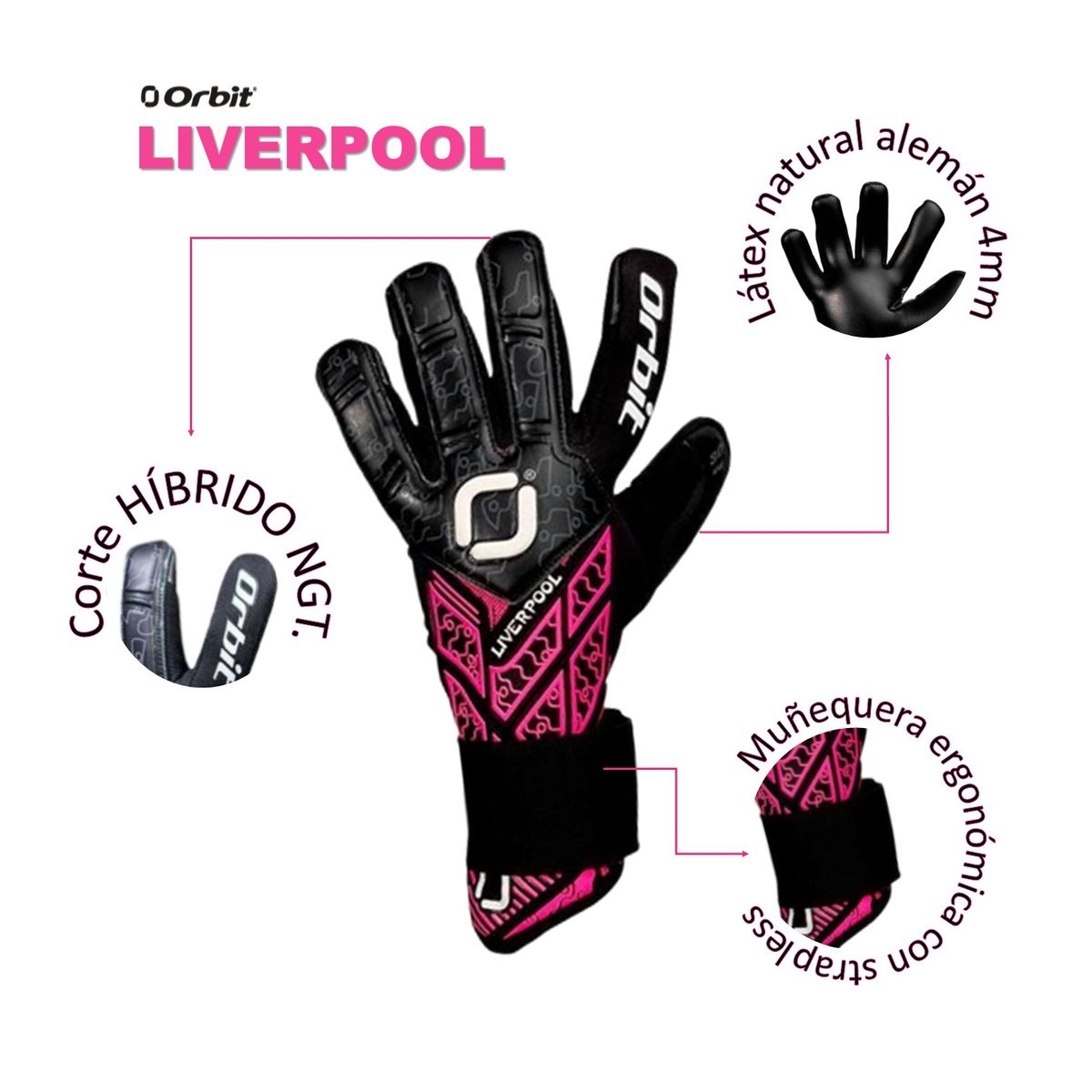 ORBIT - GUANTES DE ARQUERO PORTERO FÚTBOL MODELO LIVERPOOL ORBIT ADULTO FUCSIA