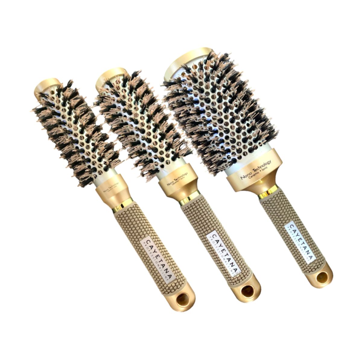 CAYETANA - Kit x3 Cepillos de Cabello 25 32 53 Profesional Ceramica Cerdas Mixtas