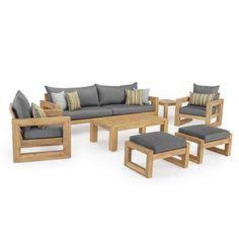 MOBILIARI - MP Juego de Sala para Terraza o Jardín Ely Standard de 2-1-1 cuerpos + 2 Bancas - Gris