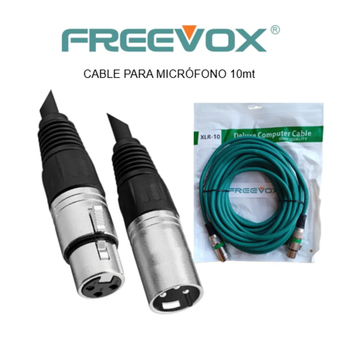 FREEVOX - CABLE FREEVOX PARA MICRÓFONO 10M - XLR Macho a XLR Hembra