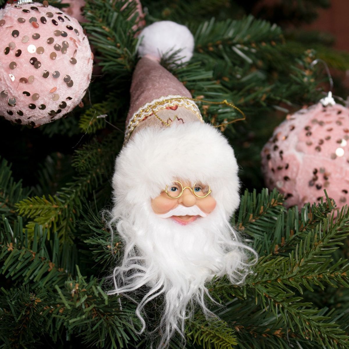 PANADECOR - Accesorios Árbol Navidad Panadecor Rostro Papa Noel 30Cm Rosado Poliresina