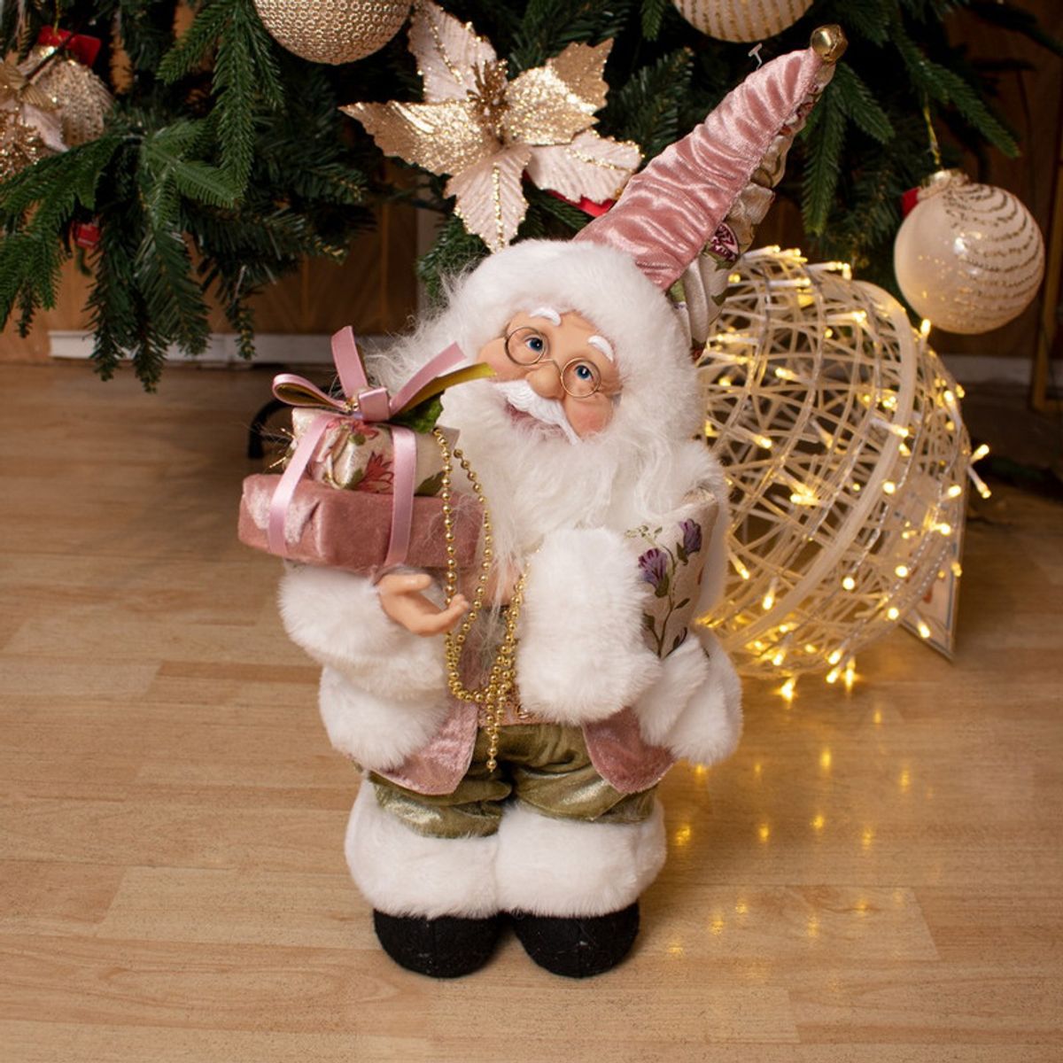PANADECOR - Figura Decorativa Panadecor Papa Noel Musical Rosado 35Cm Poliresina