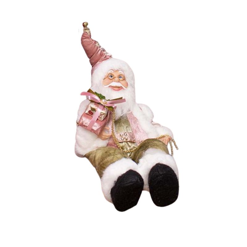 PANADECOR - Figura Decorativa Panadecor Papa Noel Musical Sentado Rosa 35Cm Poliresina