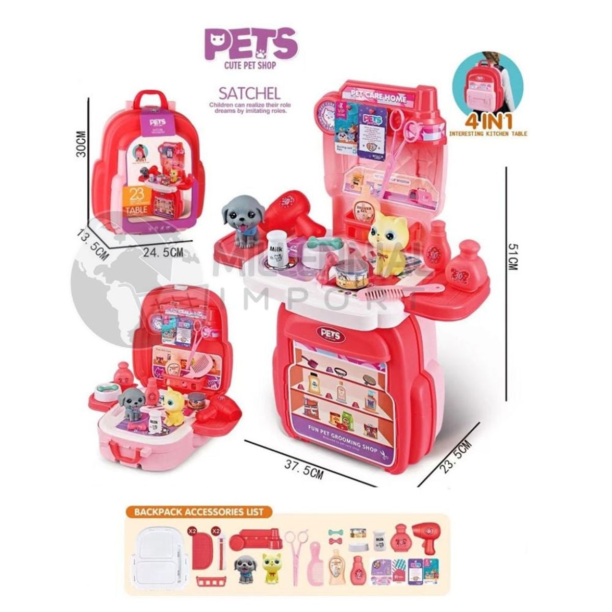 GENERICO - Set de Accesorios de Veterinaria Pets Maletín 4 en 1