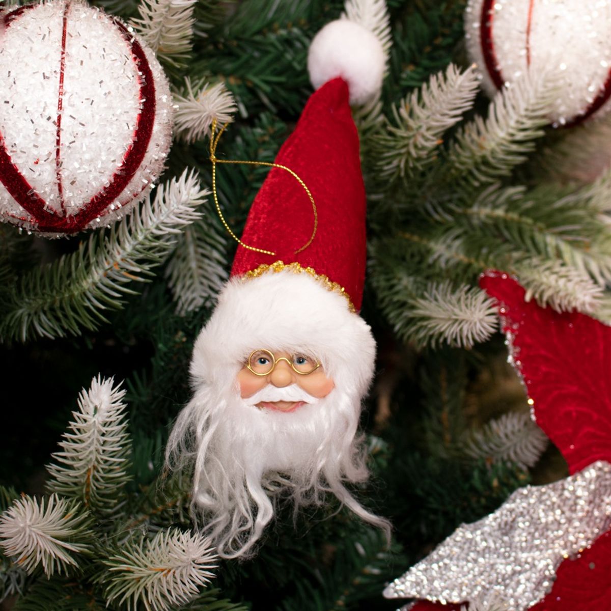 PANADECOR - Accesorios Árbol Navidad Panadecor Rostro Papa Noel 30Cm Rojo Poliresina