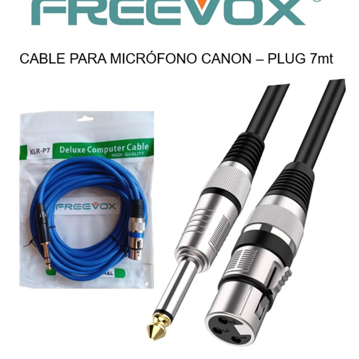 FREEVOX - CABLE FREEVOX PARA MICROFONO 7M - XLR Hembra a Plug 635mm