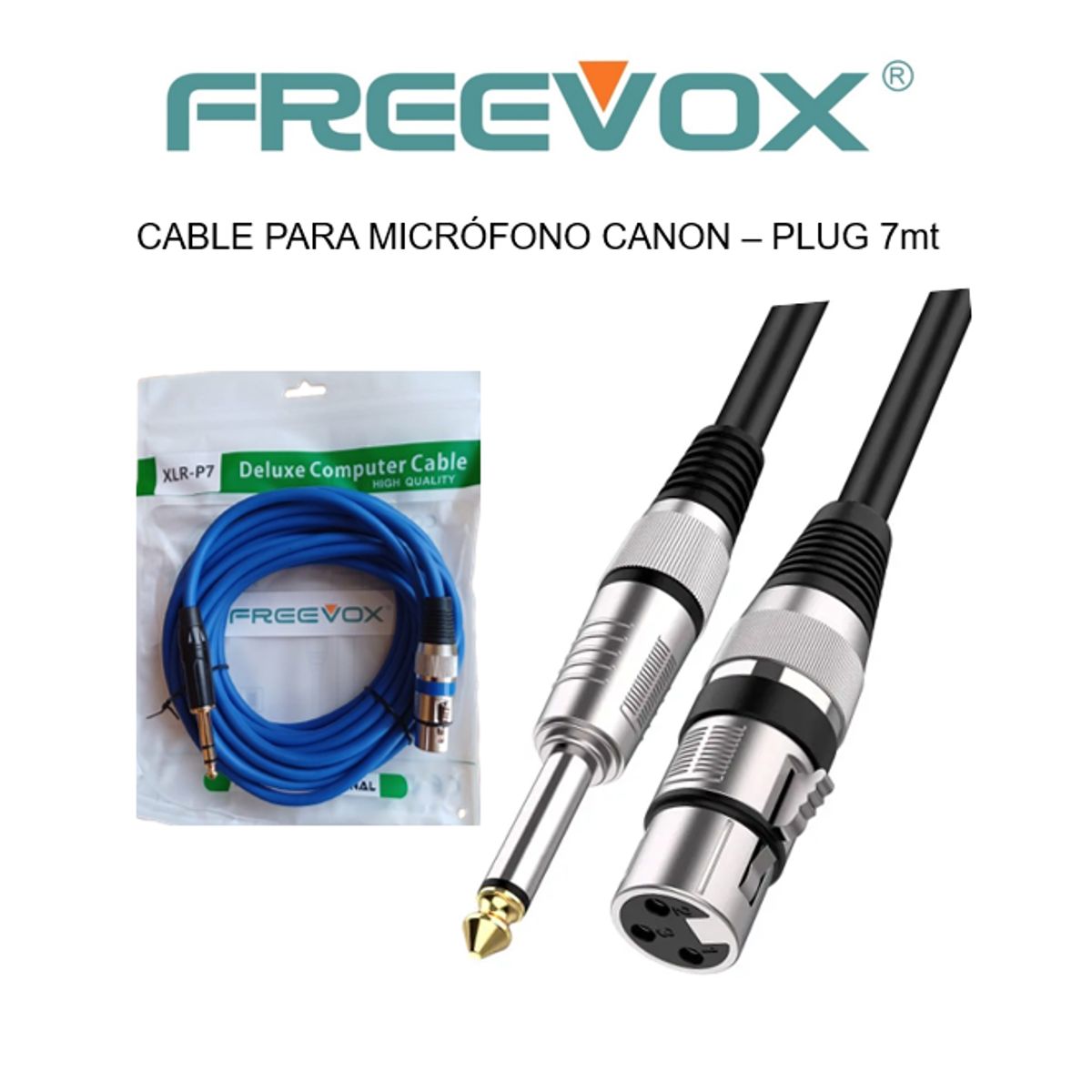 FREEVOX - CABLE FREEVOX PARA MICROFONO 7M - XLR Hembra a Plug 635mm