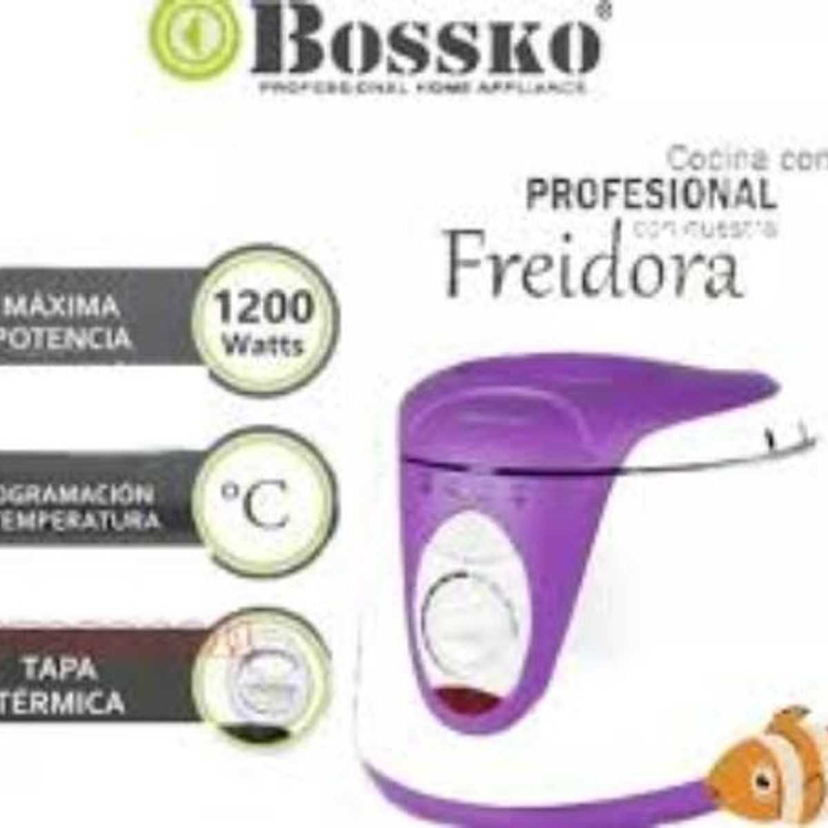 BOSSKO - Freidora De Alto Poder De 1200w BOSSKO