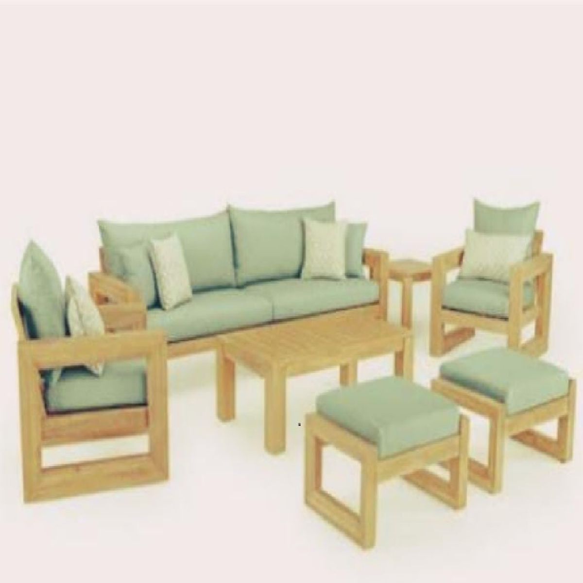 MOBILIARI - MP Juego de Sala para Terraza o Jardín Ely Standard de 2-1-1 cuerpos + 2 Bancas - Verde Claro