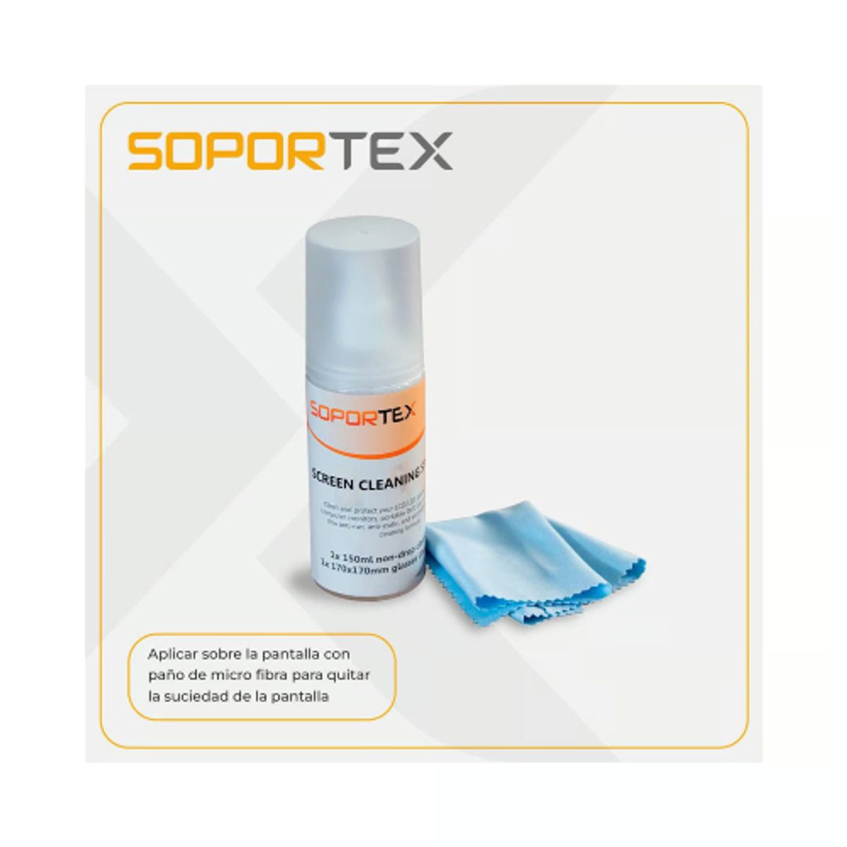 SOPORTEX - Limpiador de pantallas con paño de micro fibras L-01