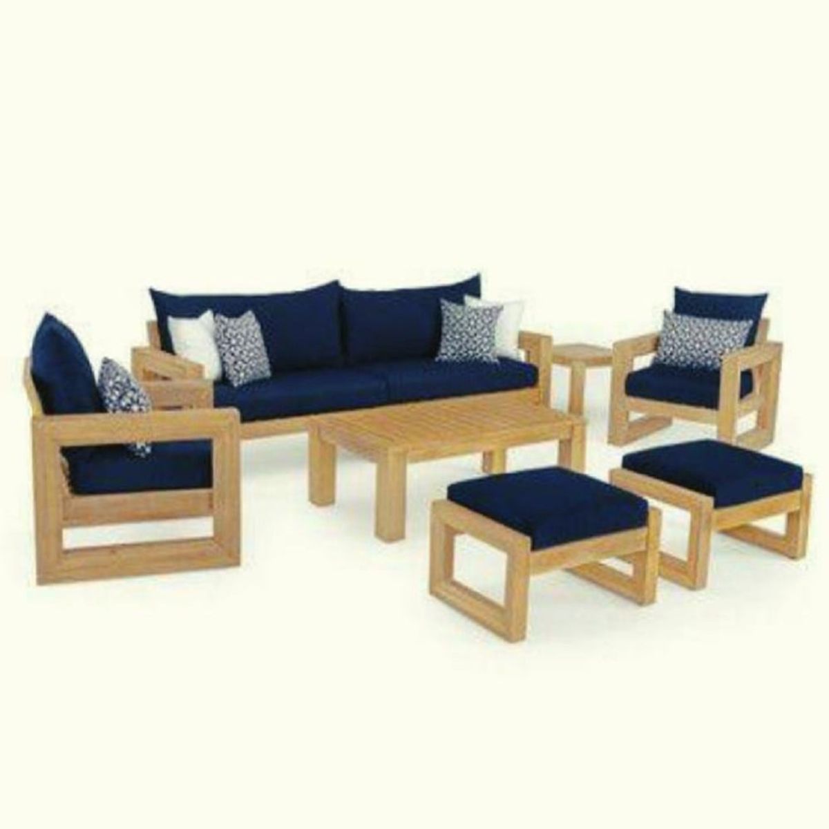 MOBILIARI - MP Juego de Sala para Terraza o Jardín Ely Standard de 2-1-1 cuerpos + 2 Bancas - Azul