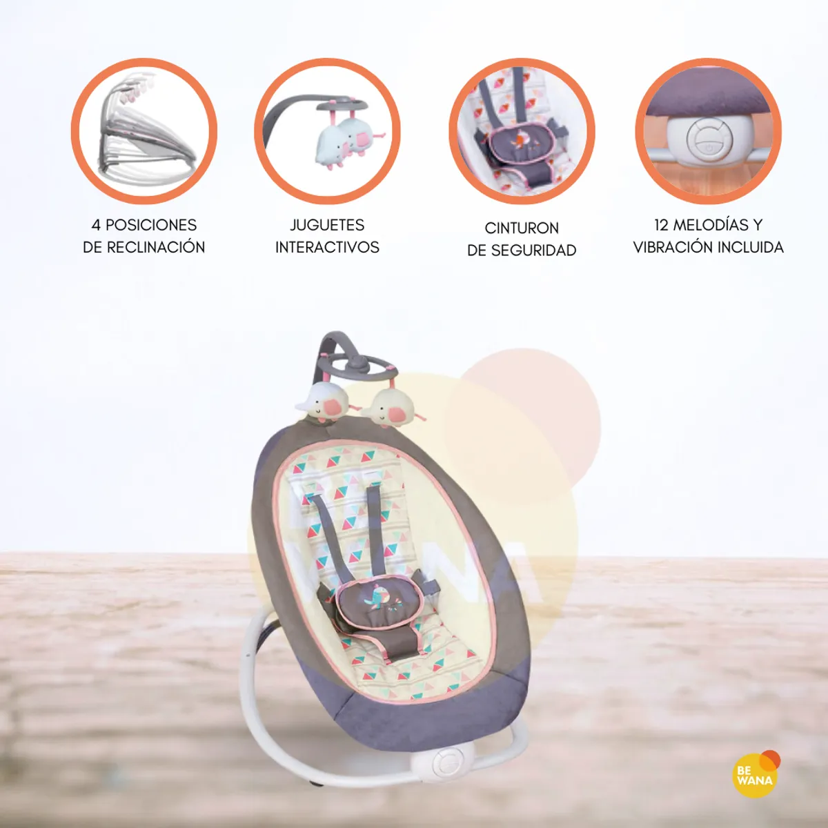 INFANTI - Silla Nido Vibradora Plegable «SEDIA» Pink