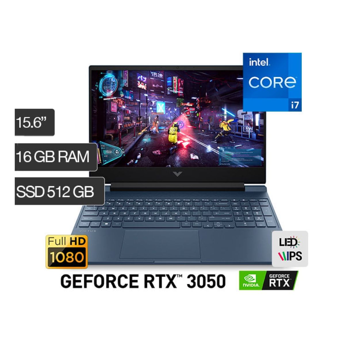 HP - LAPTOP GAMER HP INTEL CORE I7-12650H 16GB RAM 512GB SSD RTX 3050 15.6" WINDOWS 11 15-FA0007LA