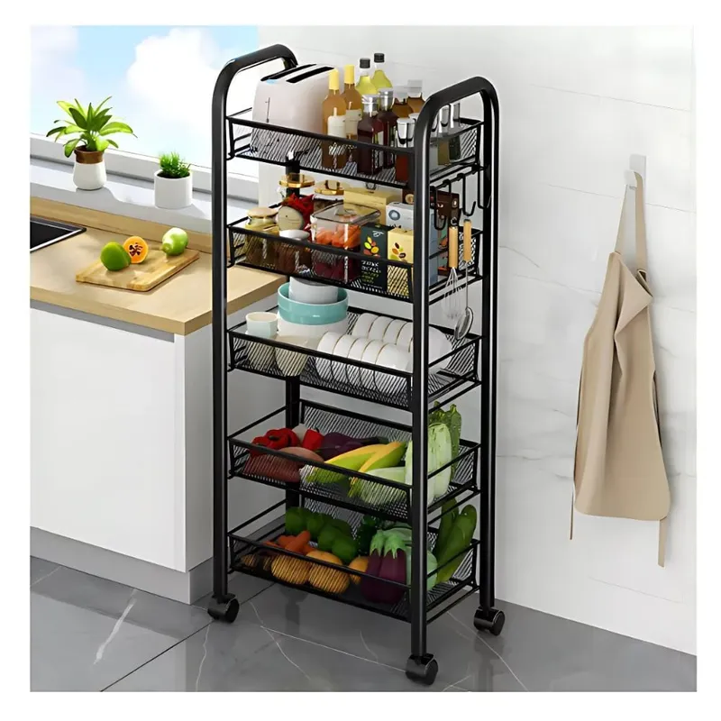 GENERICO - Carrito Organizador Multiusos de 5 Niveles con Ruedas Negro