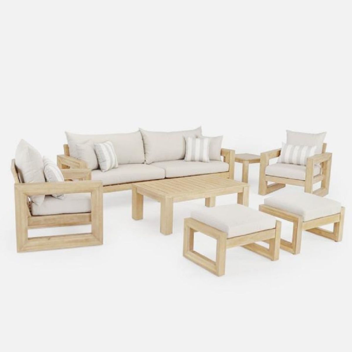 MOBILIARI - MP Juego de Sala para Terraza o Jardín Ely Standard de 2-1-1 cuerpos + 2 Bancas - Blanco