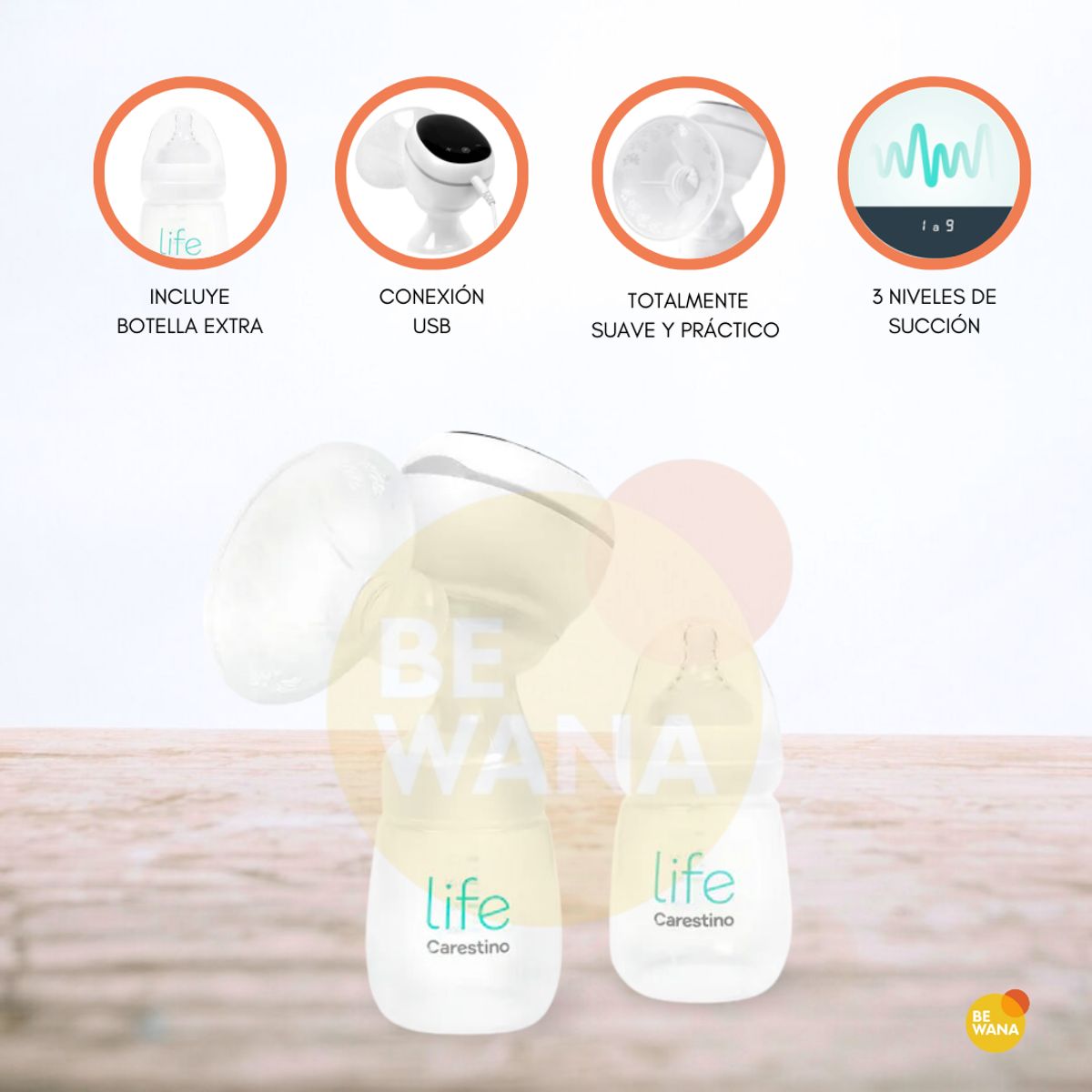 CARESTINO - Extractor de Leche Eléctrico «POCKET» con Batería