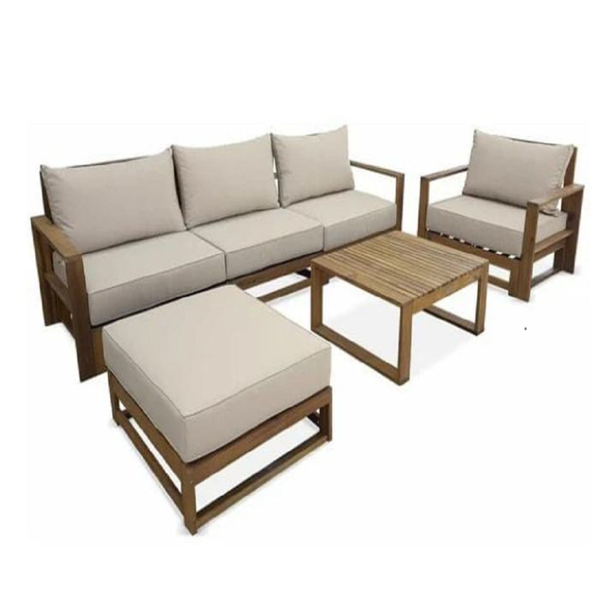 MOBILIARI - Juego de Terraza o Jardín Reece Standard 3-1 cuerpos + Banca + Mesita - Beige