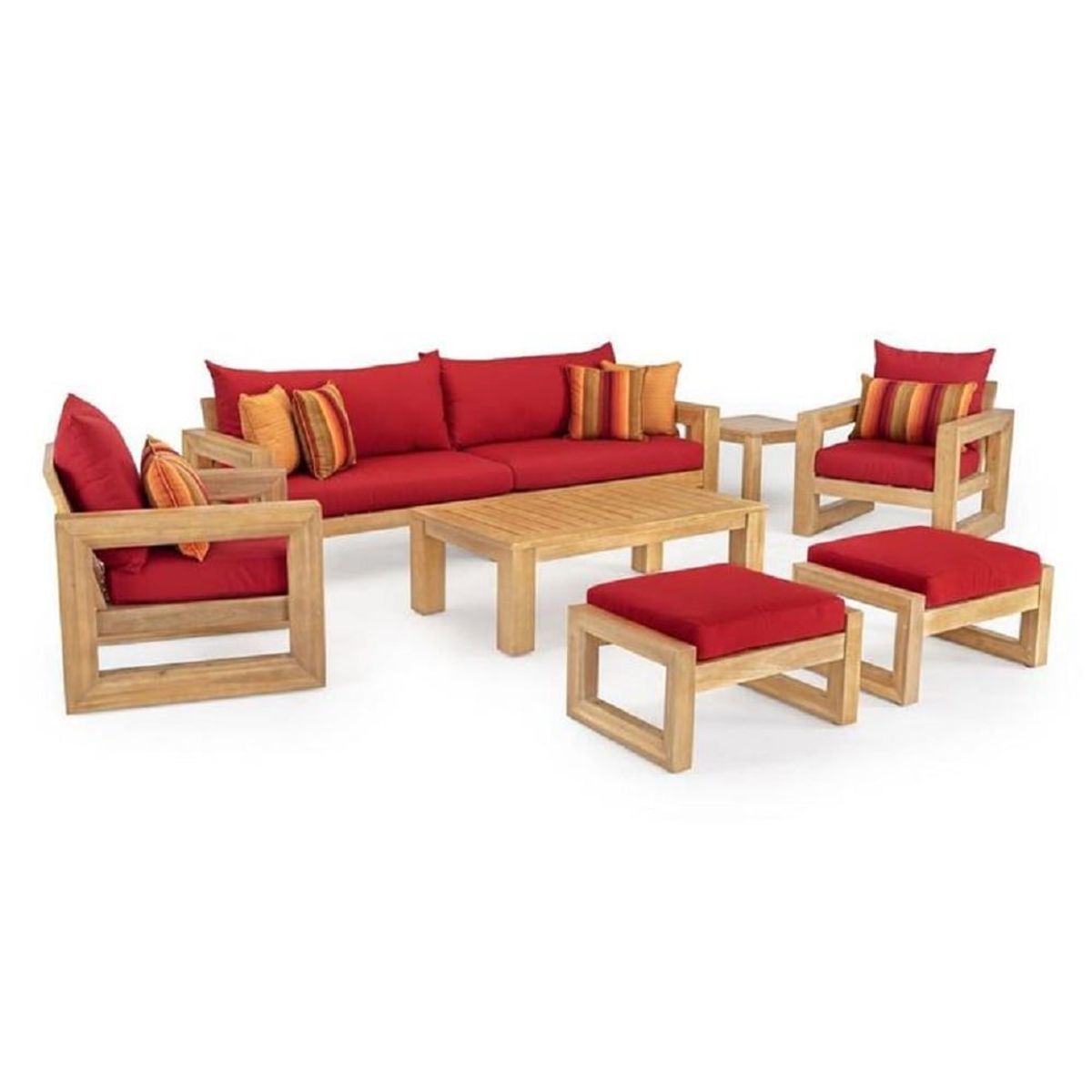 MOBILIARI - MP Juego de Sala para Terraza o Jardín Ely Standard de 2-1-1 cuerpos + 2 Bancas - Rojo