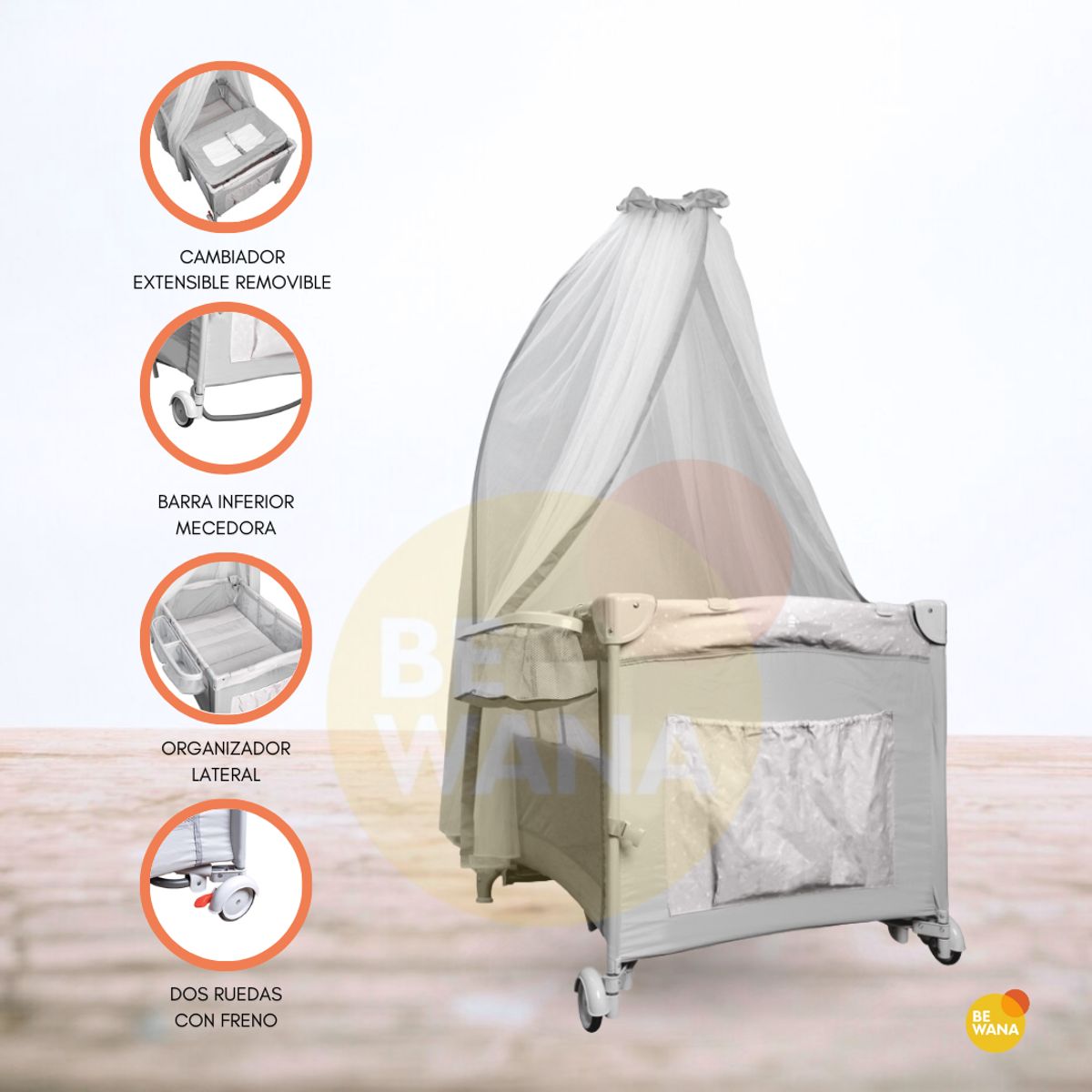 INFANTI - Cuna Corral Plegable «ALWAYS TOGETHER 2G» Marengo