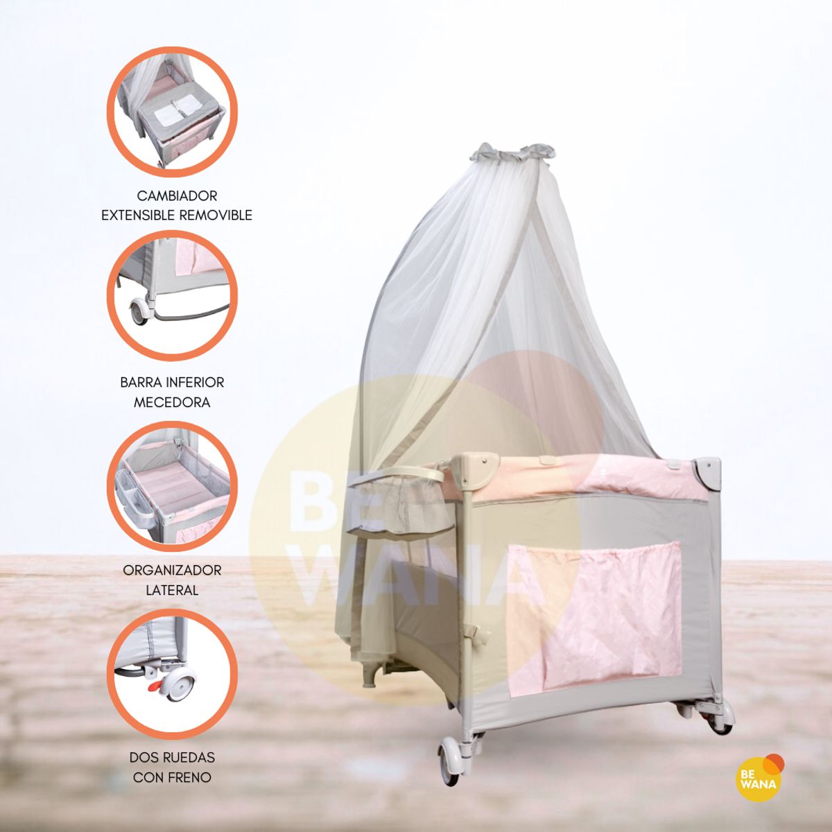 INFANTI - Cuna Corral Plegable «ALWAYS TOGETHER 2G» Pink