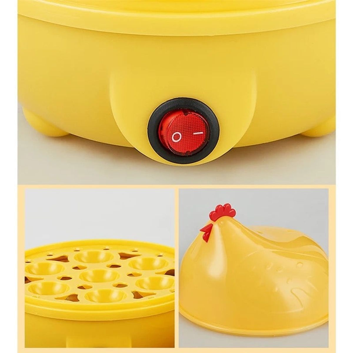 GENERICO - Gallina Hervidor Cocedor Eléctrico de hasta 7 huevos - Amarillo