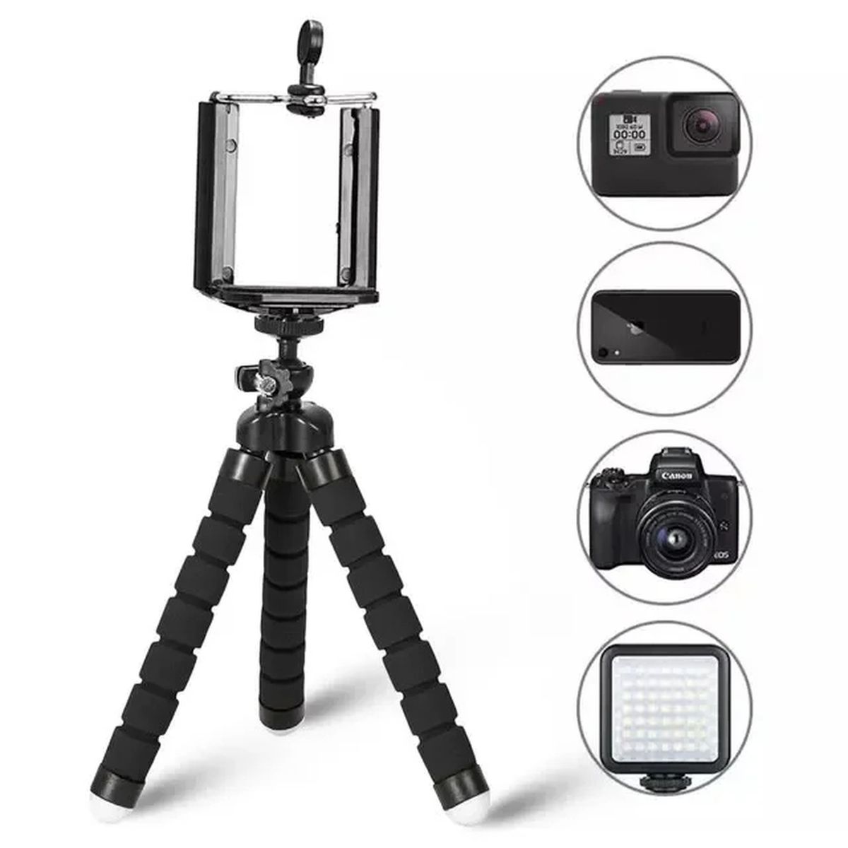 GENERICO - Trípode Flexible + Obturador Remoto Celular Cámara Negro Genieka