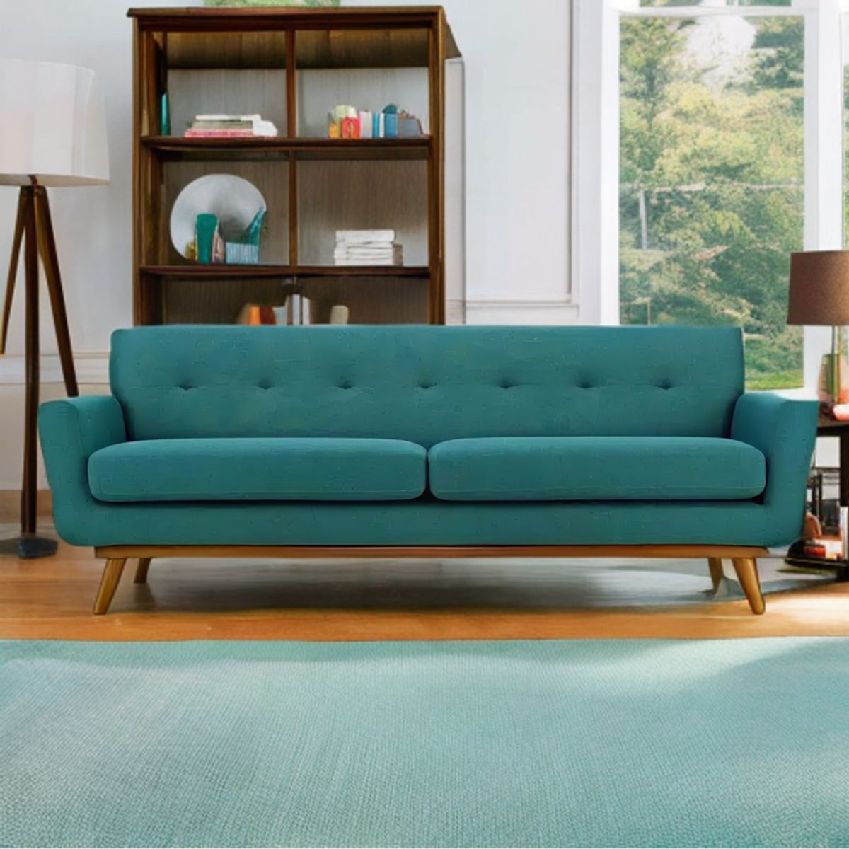 HOGAR & SPACIOS - HYS SOFA 3 CUERPOS CURLIS VERDE CARCEL
