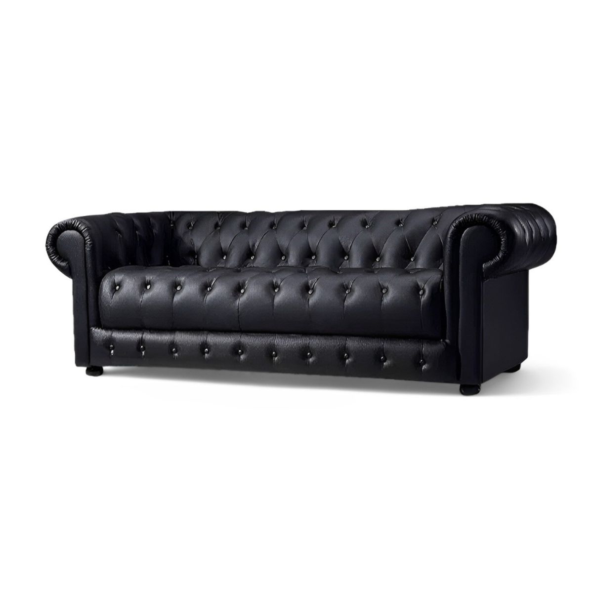 HOGAR & SPACIOS - HYS SOFA 3 CUERPOS CHESTERFIELD NEGRO