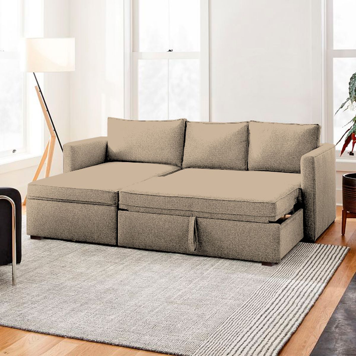 BARAKA HOME - Sofá Cama Multifuncional Kozani 4 cuerpos - Beige Claro