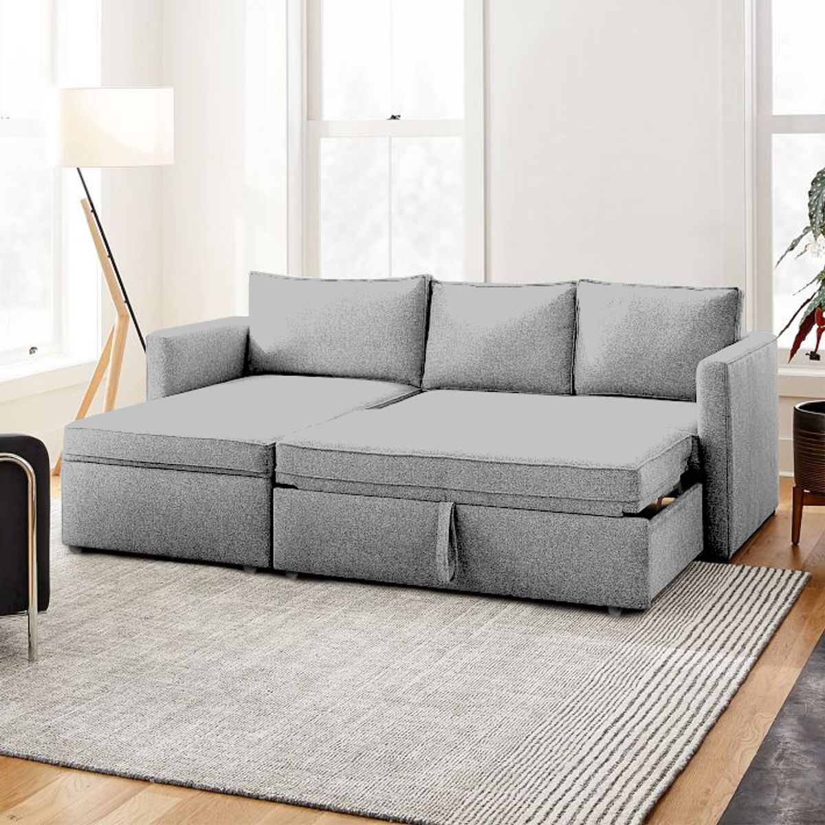 BARAKA HOME - Sofá Cama Multifuncional Kozani 4 cuerpos - Gris Claro