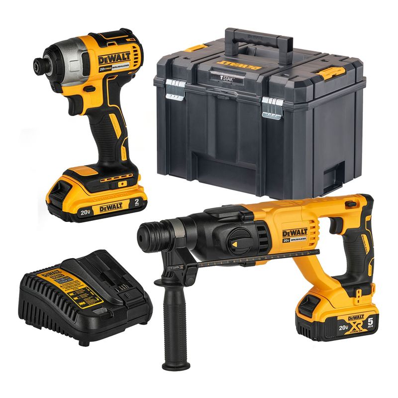 DEWALT - Kit Rotomartillo SDS Plus + Atorn. Impacto 1/4'' 20V Xr DCK260D1P1T